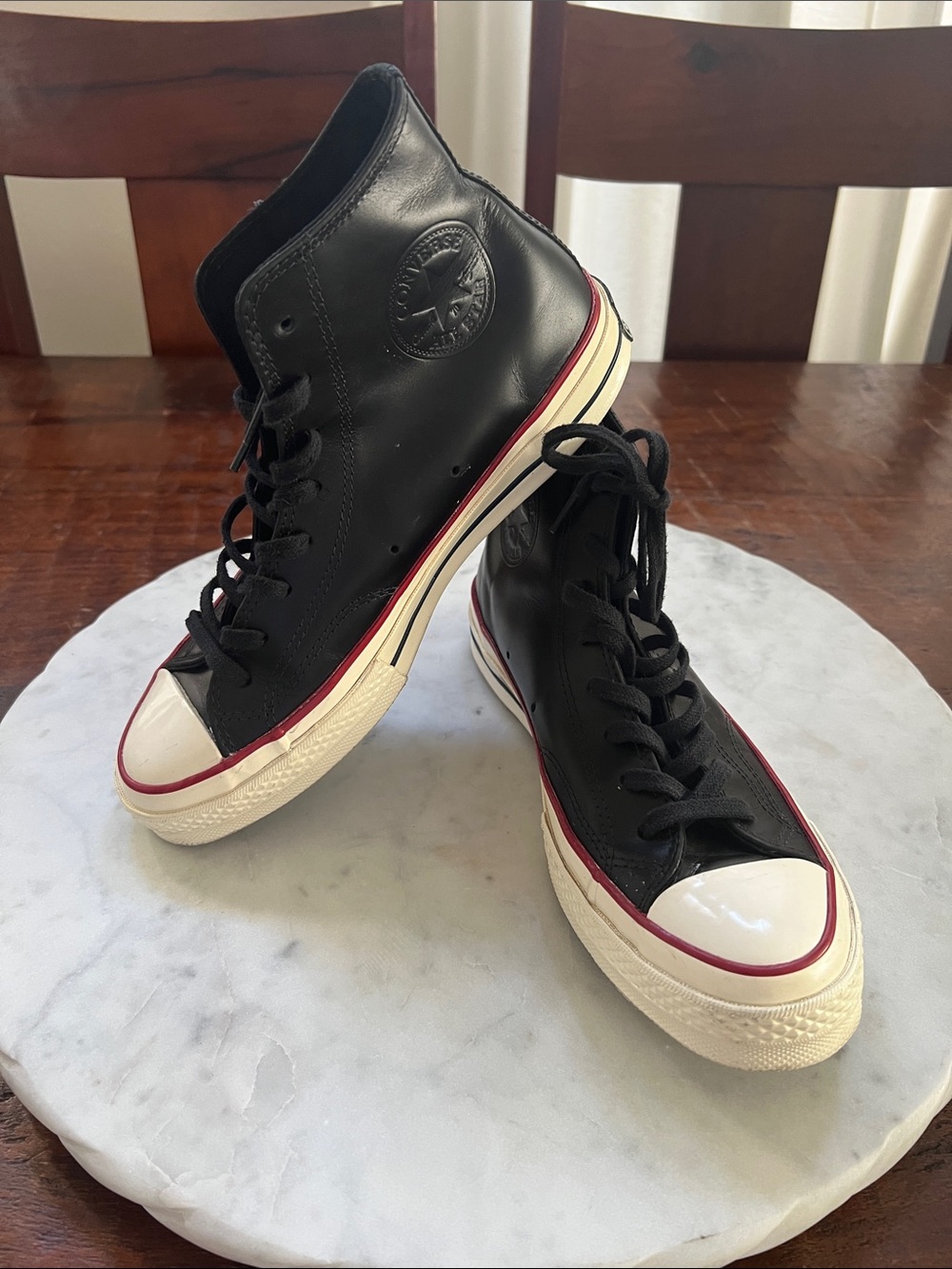 CONVERSE Chuck 70 High-Top Lace-Up Sneakers Leather Black/White Unisex M-7 W-9